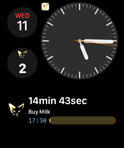 meOwgenda watch face with countdown and complications